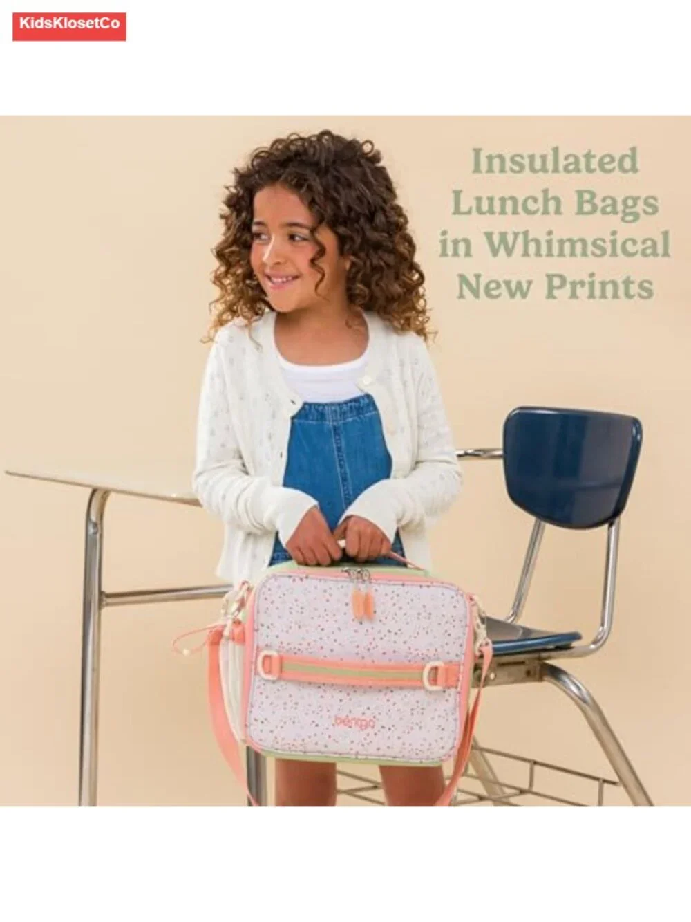 Kids Insulated Lunch Bag with Adjustable Strap, Water-Resistant, 2 Compartments